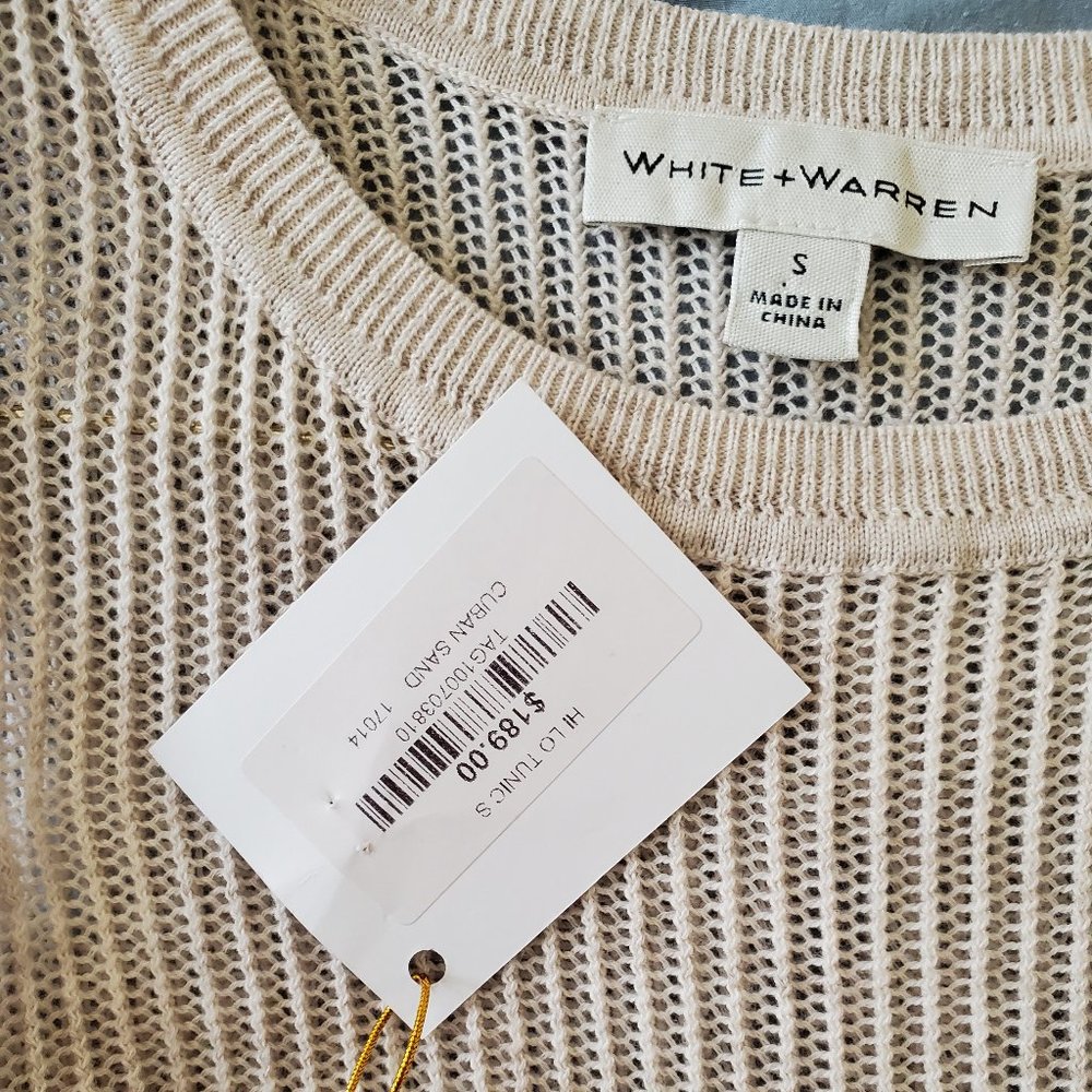 White + Warren, Hi-Low Sleeveless Sweater Tunic Vest in Cream, Size Small - Picture 5 of 8